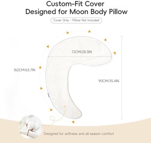 Choc chick Toddler Moon-Shaped Body Pillow Cover, 35x28 Inches, Case Only - Image 2