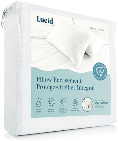 Lucid® Zippered Pillow Encasement – Waterproof Protector – King by Lucid