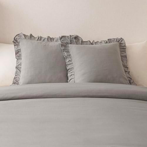 Foindtower Set of 2 Decorative Linen Fringe Ruffle Throw Pillow Covers Soft - Image 5