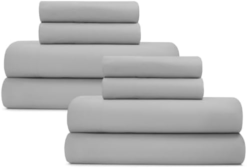 California Design Den 2 Pack 100% Organic Cotton Full Sheet Set, Light Grey by CaliforniaDesignDen