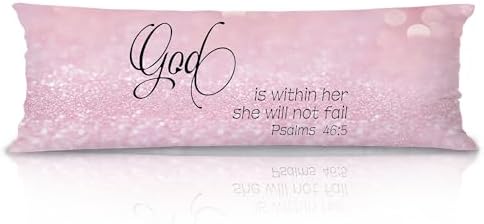 God is Within Her She Will Not Fall Christian 20x54 Body Pillow Cover, by Unknown