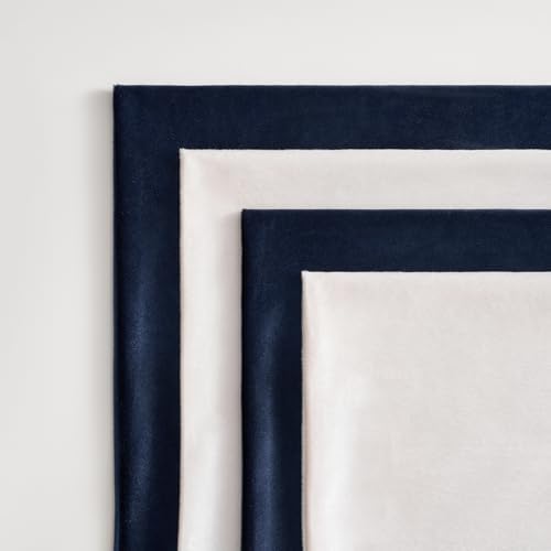 GIGIZAZA Pack of 4 Decorative Velvet Pillow Covers 18x18 Navy Beige - Image 3