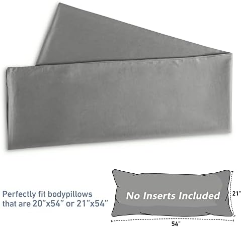 Leeden 100% Cotton Body Pillow Cover 21x54, Envelope Closure, Light Gray - Image 3