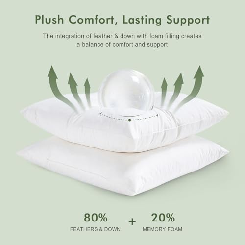 TOPGREEN Ogranic Feathers Down Euro Pillow Inserts 28x28 - Image 3