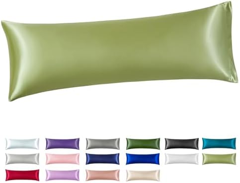 Silk Like Satin Body Pillowcase, Sage Green, 1 Pack, 20x54 Inches by VCUSUELER