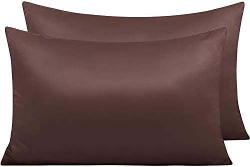 NTBAY Queen Satin Pillowcases, Dark Brown by NTBAY