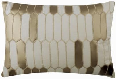 The HomeCentric Ivory 12"x24" Rectangle Pillow Covers, Linen Applique Lumbar by TheHomeCentric