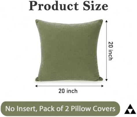 JoraLion Chenille Lumbar Pillow Covers 20x20 inch Olive Sage Green - Image 3