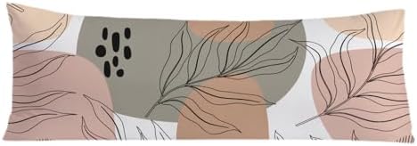 Tropical Leaf Neutral 20x54 Body Pillow Cover, Neutral Room Decor, Botanical by PIUD