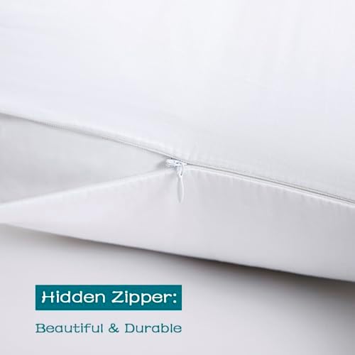 100% Cotton Zippered Pillow Cases King Size Set of 4, Super Soft & Breathable - Image 3