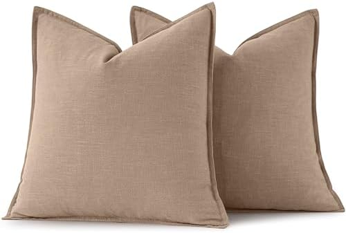 MIULEE Decorative Linen Pillow Covers 20x20 Inch Camel - Image 6