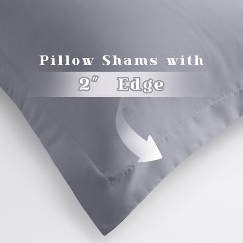 Homiest Gray Pillow Shams Queen Size Set of 2, 2-Inch Flange - Image 4