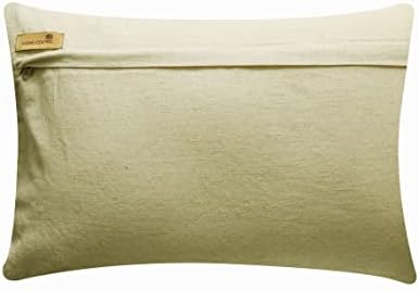 The HomeCentric Decorative Beige & Gold 12"x18" Lumbar Pillow Covers, Linen - Image 3