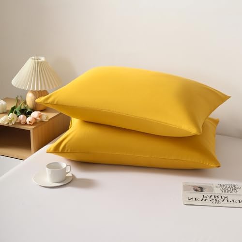 Queen Pillow Cases, 2 Pack, 20x30 in, Microfiber, Ginger Yellow - Image 3