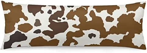 Cow Print Body Pillow Cover Western Cow Cowhide Skin Pattern Brown and Black by YUDILINSA