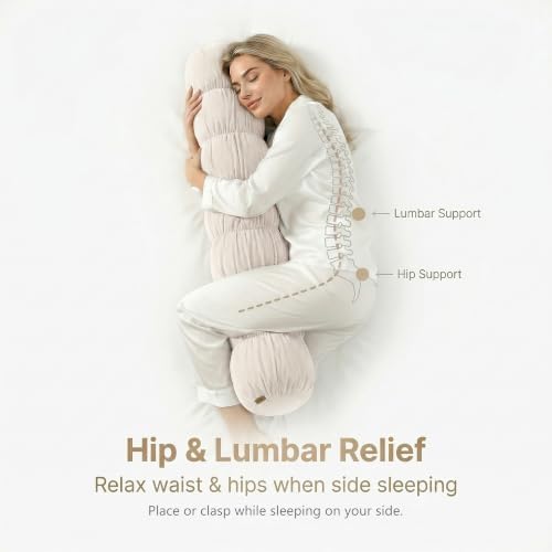 Pat. Pend. Long Body Pillow for Adults, 47 Inch, Misty White - Image 6