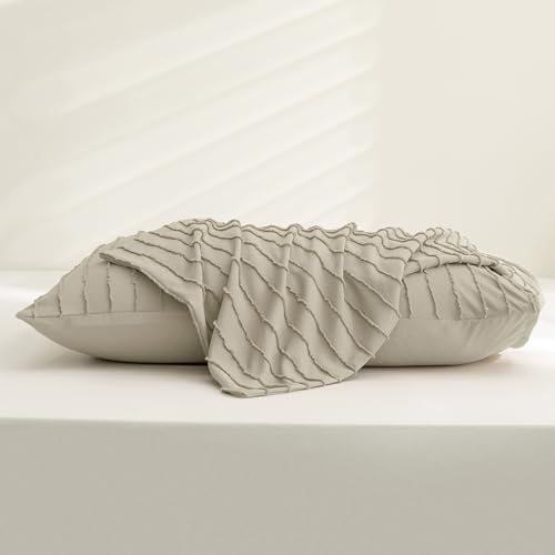 JELLYMONI Khaki Striped Tufted Pillowcases King Size - Image 7