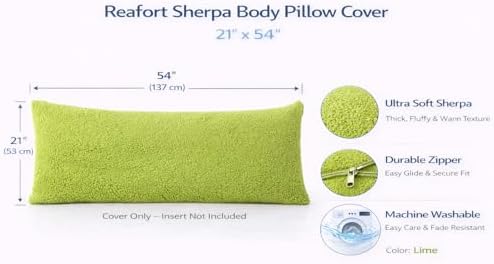 REAFORT Sherpa Body Pillow Cover 21"x54", Zipper Closure - Image 2
