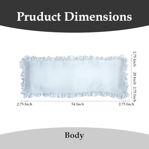 2 Pack Ruffle Satin Pillowcases Body Size 20"x54" Baby Blue - Image 2