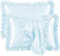 Set of 2 Ruffle Satin Queen Pillow Cases 20x30 in Baby Blue by QJFabricCO