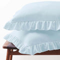 Set of 2 Brushed Microfiber Ruffle Pillow Cases Queen Size Baby Blue by FMLIUY
