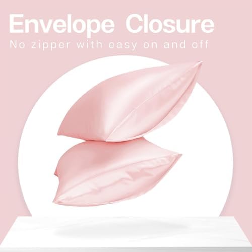 MR&HM Satin Pillowcase 2 Pack, King Size 20"x36", Light Pink - Image 6
