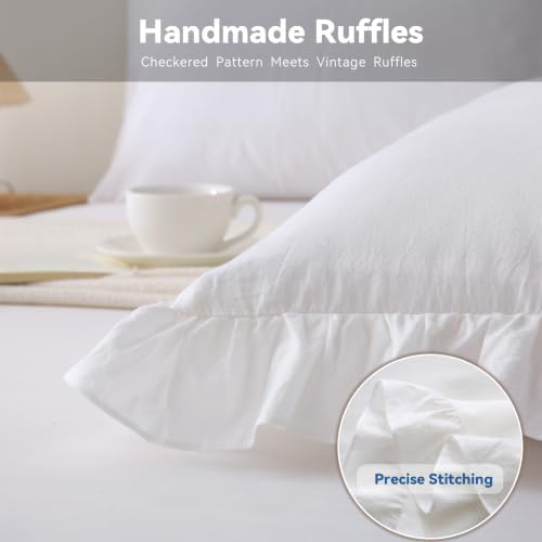 36x14 Inch Off White Ruffled Lumbar Pillow Cover, 1 Pack - Image 5