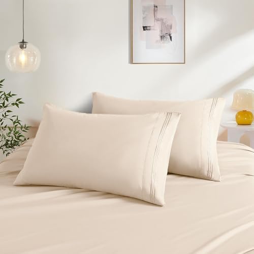 Taupe Standard Size Pillow Cases Set of 2, Microfiber by NookZuzu