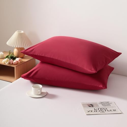 Body Pillow Cases, 2 Pack, 20x54 in, Microfiber, Wine Red - Image 3
