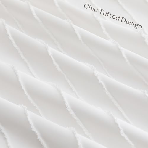 JELLYMONI Bright White Striped Tufted Pillowcases King Size - Image 5