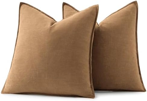 MIULEE Decorative Linen Pillow Covers 16x16 Inch Brown - Image 6