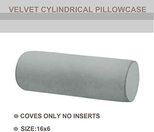 Neck Roll Pillowcases Velvet Cylindrical Pillow Covers 16"x6" - Image 2