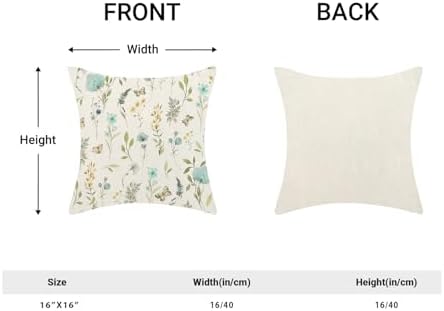 Spring Pillow Covers 16x16 Inch Set of 2, Aqua Teal Sage Green Wild Flower - Image 5