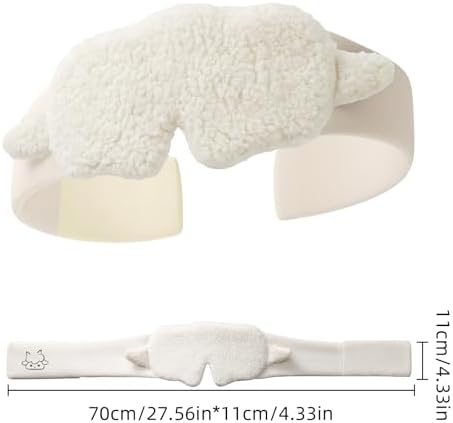 White Faux Lamb Fleece Sleep Mask Allergy Free Full Wrap Eye Cover - Image 3