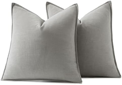MIULEE Decorative Linen Pillow Covers 18x18 Inch Light Gray - Image 6