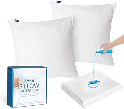 Euro Size Pillow Protectors 2 Pack, Waterproof European Square Pillow Covers by Moonsea