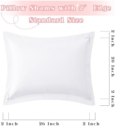 Homiest White Pillow Shams Standard Size Set of 2, 2-Inch Flange - Image 5