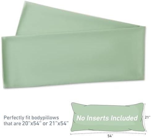Leeden 100% Cotton Body Pillow Cover 21x54, Envelope Closure, Sage Green - Image 3
