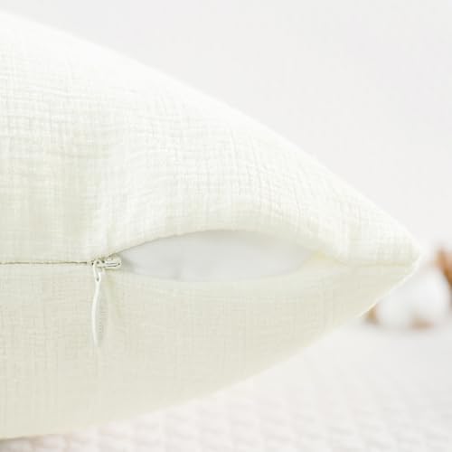 CaliTime Decorative Couch Throw Pillow Covers 16 X 16 Inches Cream - Image 3