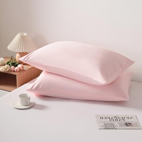 King Pillow Cases, 2 Pack, 20x40 in, Microfiber, Light Pink - Image 3