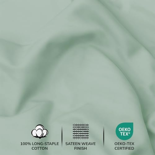 Feather & Stitch 100% Cotton Sateen 500 TC Split King Size Bed Sheet Set - Image 5