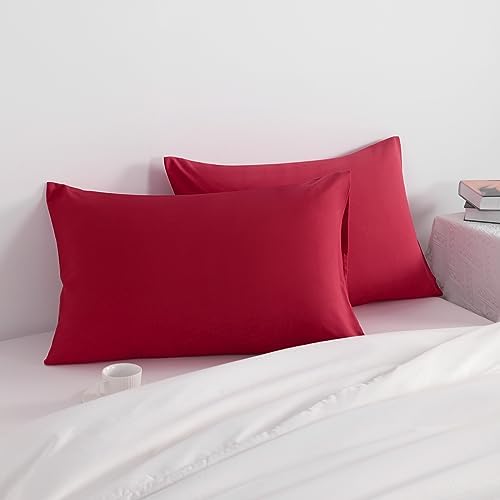 NTBAY Queen Microfiber Pillowcases, Wine Red - Image 2