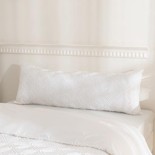 JELLYMONI White Grid Tufted Pillowcases Body Size 20" x54" by JELLYMONI