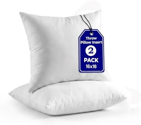 QUBA LINEN Throw Pillow Inserts, 16x16 Inches by QUBA+LINEN