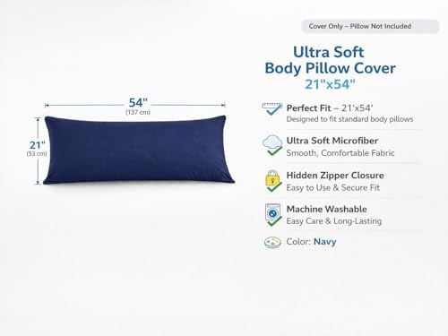 New Evolive Soft Brushed Premium Microfiber Body Pillow Cover 21"x54" Pack of 2 - Image 2