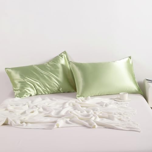 NTBAY Queen Satin Pillowcases, Sage Green - Image 2