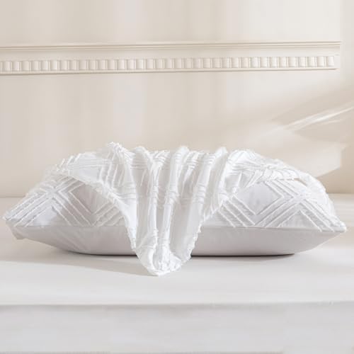 JELLYMONI Bright White Grid Tufted Pillowcases Standard Size - Image 5
