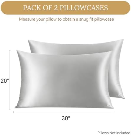 INFIIXSO Silk Pillow Cases Queen Size Set of 2, Hidden Zipper, Light Grey - Image 6