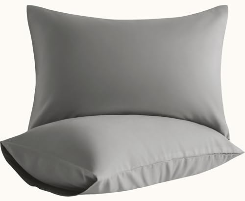 Standard Pillow Cases, 2 Pack, 20x26 in, Microfiber, Smoke Grey by Aerlomi