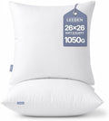 Leeden 26x26 Euro Throw Pillow Inserts Set of 2, Fluffy Pillow Forms by LEEDEN